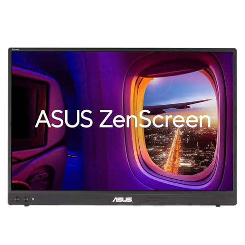 Image of ASUS ZenScreen MB16FC Portable Monitor - 16-inch 16:10 WUXGA (1920 x 1200) IPS Panel, Power Pass Through, Auto Rotate, Tripod, USB Type-C, mini-HDMI, Flicker Free, Low Blue Light, FSC Mix-Certified