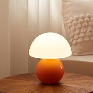 Mushroom Lamp Table Lamp for Bedroom,Desk Bedside Small Lamps for Living Room Night Stands,Mushroom Decor Cute Mini Modern Mid Century Lamps,Unique Aesthetic Home Living Room Decor(Orange)