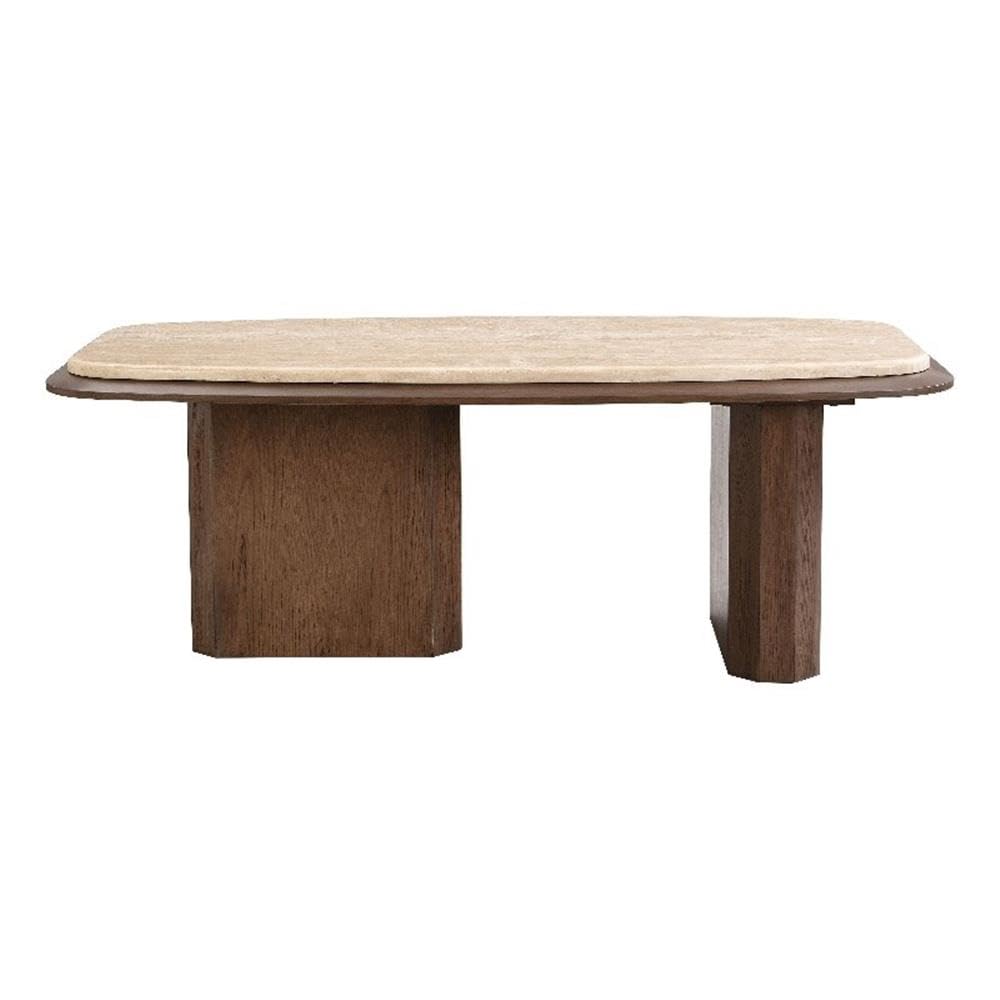 Amazon.com: Acme Kasha Coffee Table in Travertine Top & Walnut 