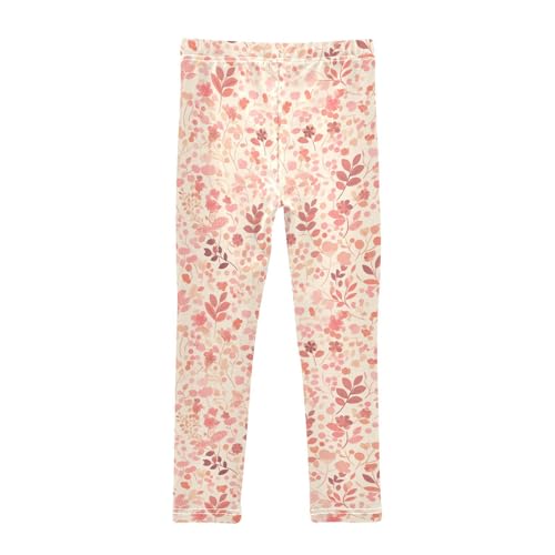 Pink Floral Plant Small Fresh Background Kids Baby Girls Legging Casual Full Length Dance Pants Running2