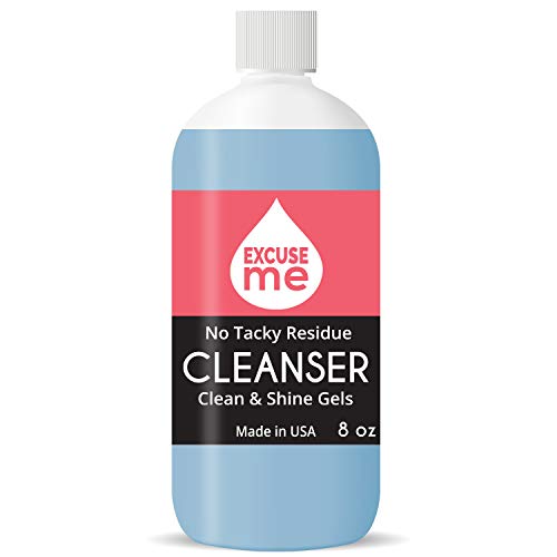 Excuse Me Premiun Uv & Led Gel Cleanser for Nails Clean & Shine Gels Soak Off No Tacky Residue (8 Ounce)