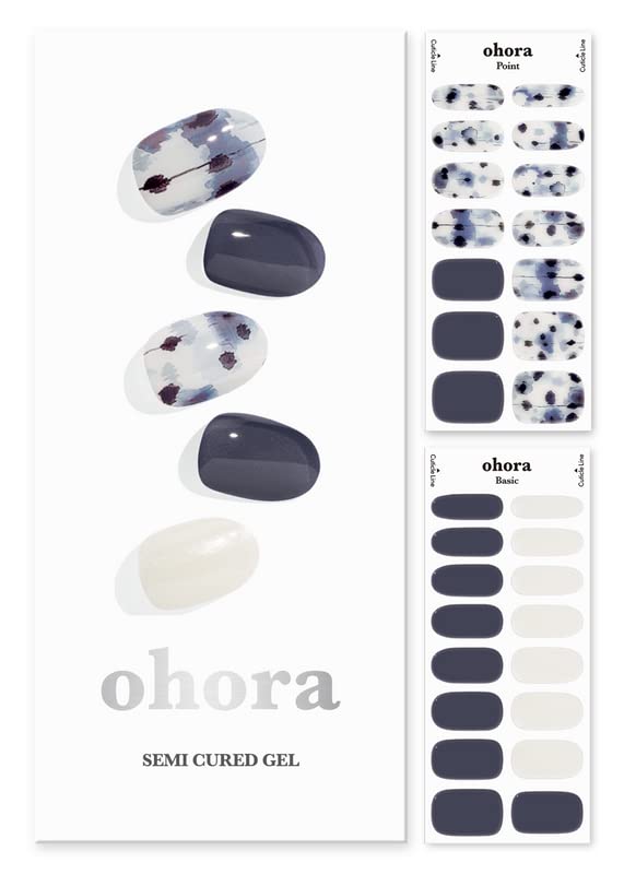 ohora Semi Cured Gel Nail Strips (N Sumuk) - Works with Any Nail Lamps, Salon-Quality, Long Lasting, Easy to Apply & Remove - Includes 2 Prep Pads, Nail File & Wooden Stick - Black