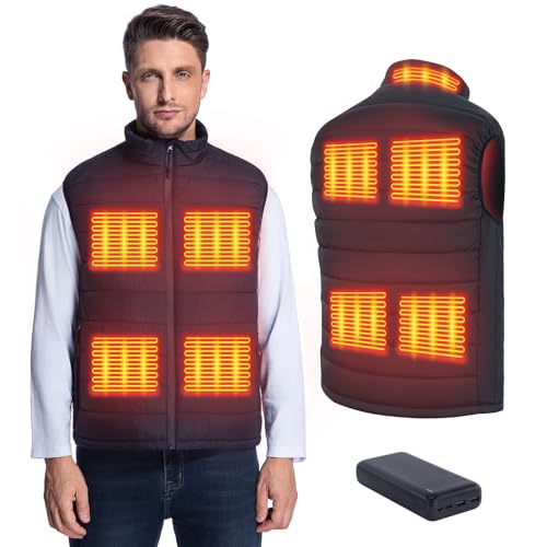 zidviyi Heated Gilet for Men Rechargeable Electric Heated Vest with 20000mAh Battery Pack 3 Heating Levels Lightweight Heating Jacket for Outdoor Camping Fishing Skiing