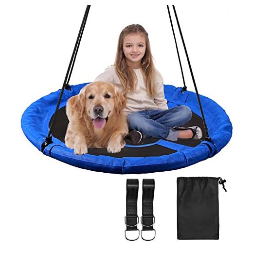 RedSwing Saucer Tree Swing for Kids Indoor Outdoor, 43" Large Round Swing, 500 Lbs Weight Capacity, Great for Tree, Swing Set, Backyard, Playground, Easy to Install, Blue