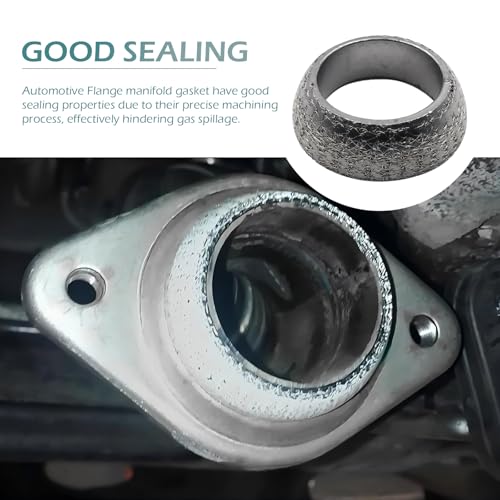 Image of 2 PCS Exhaust Pipe Gasket, ID 65 mm Muffler Exhaust Manifold Flange Ring Gasket, High Temperature Resistant Anti-leakage Modified Conical Sealing Gasket, for Most Cars (Silver)