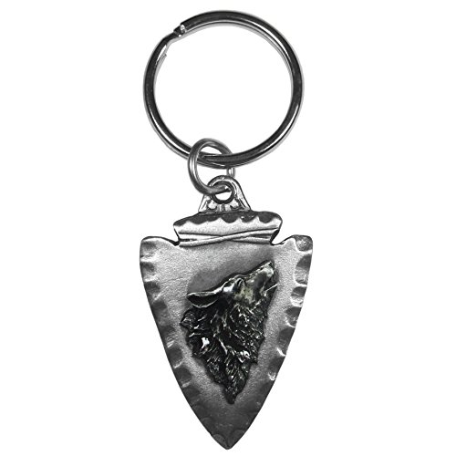 Siskiyou Automotive Metal Key Chain Wolf On Arrowhead Enameled Details
