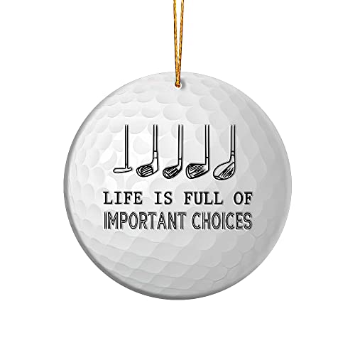 WODORO Golf Ornament Christmas Tree Decorations Ceramic Ornament Rear View Mirror Car Accessories Decor Funny Gifts for Golfers Who Have Everything Golfer Gift Golf Gifts for Men Golf Ball