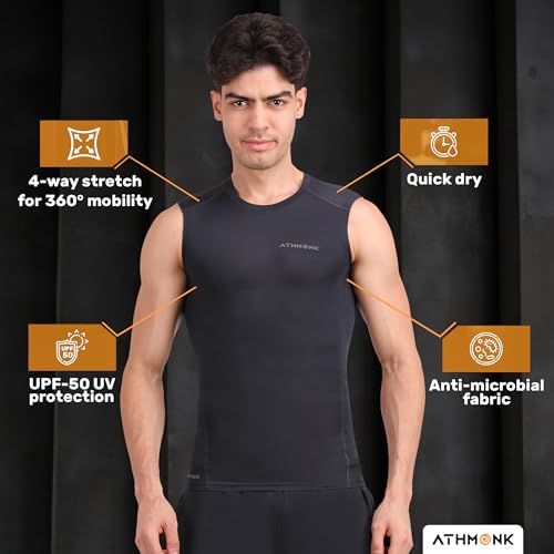Image of Compression Vest Tank Body Shaper Without Sleeve for Men - Gym Shirt for Men Men Shapewear - Keep Dry Tight Skin Fit - Breathable Inner for Men Sports Wear Workout Gym Sports