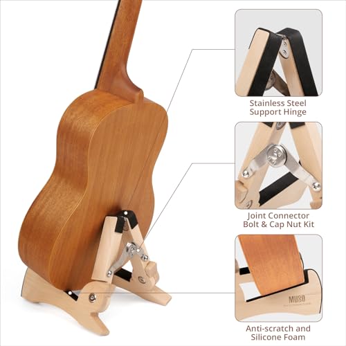 MUSO Violin Stand, Ukulele Stand Premium Solid Wood, Lightweight&Stylish Holder for Violin,Ukulele and Banjo Rabbit-Shape Patented(hard maple)