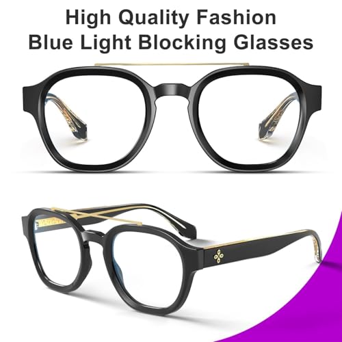 Image of VISOONE Retro Round Anti Eyestrain Metal Medium Eyewear Blue Light Blocking Glasses for Computer Gaming Women Man SANFORD
