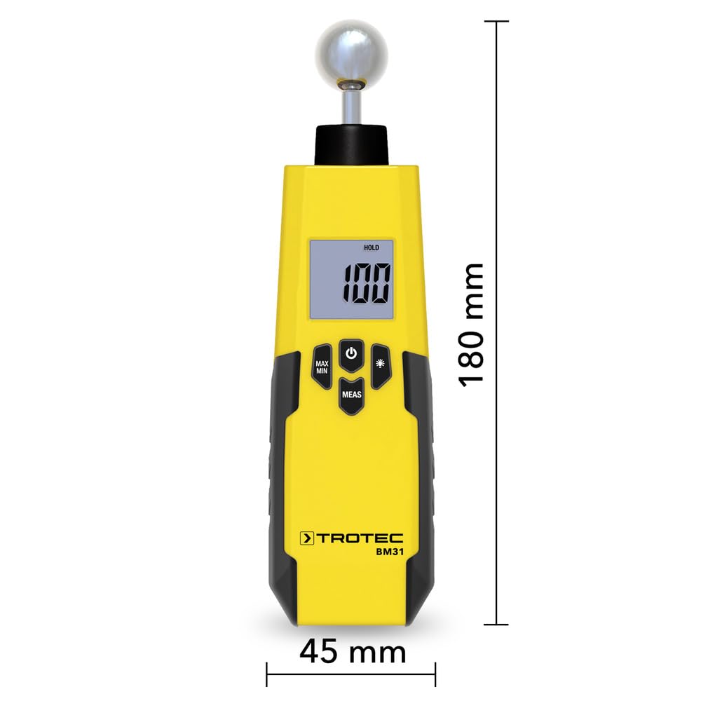 TROTEC BM31 Feuchteindikator Feuchtemessgerät – zerstörungsfreie Messung für Wand, Boden und Decke, 0–100 Digit, 5–40 mm Eindringtiefe