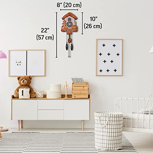 Reloj de cuco de madera de cerezo elegante con péndulo oscilante 5