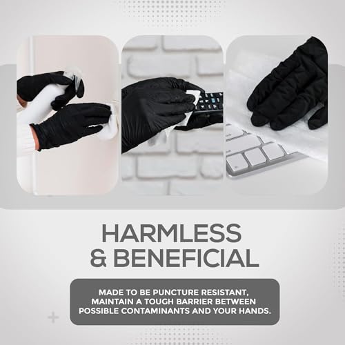 Image of Pure Nitrile Gloves (Pack of 100) Powder Free Gloves, Disposable, Non Tearable (Black, Small)