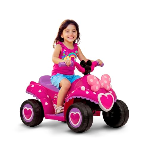 Huffy Disney Minnie Mouse 6V Quad Ride-On Ages 1.53 Easy Push-Button Drive Stable 4-Wheel Design Toddler-Friendly Speed