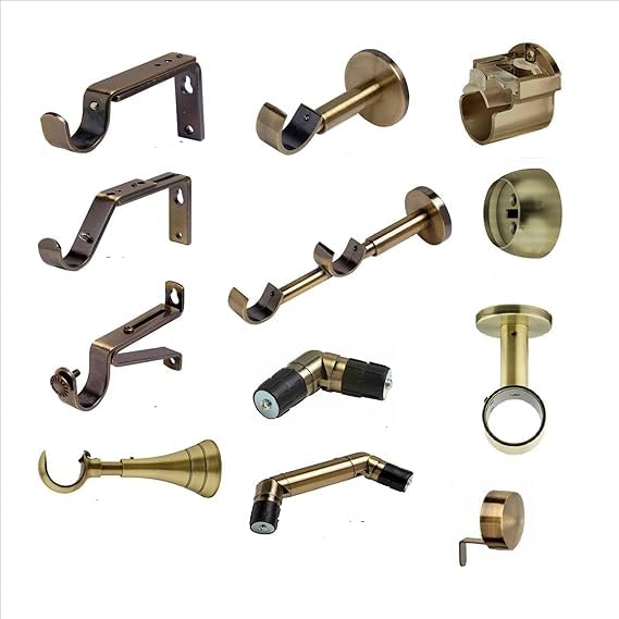 28mm Diameter Various Styles Curtain Accessories Curtain Pole Brackets Antique Brass (2, 28mm Recess Support)
