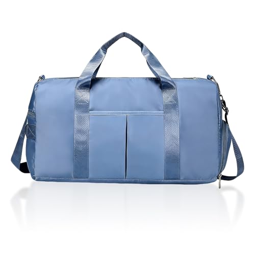 Image of 28L Sports Gym Bag, Sports Gym Bag Duffle Bag, Duffle Bag Womens with Shoes Compartment for Women Fitness Workout Travel Sport Yoga Dance Ballet Swim (Blue)