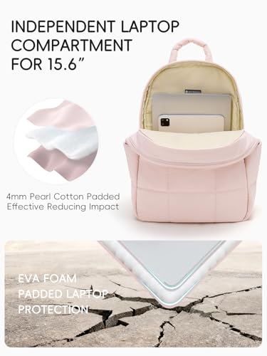 Image of WESTBRONCO Puffer Laptop Backpack for Women Travel Backpack for Women Airplane Approved Backpack with 16'' Laptop Compartment