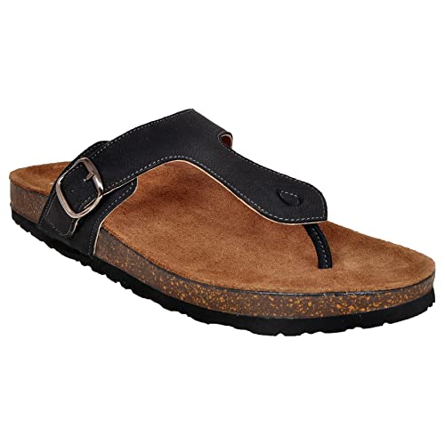 Image of Hx London Genuine Nubuck Leather Slipon Adjustable Sandals for All Day & Ethnic Wear