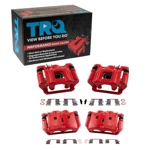 Image of TRQ Performance Front and Rear Brake Caliper Set Brackets Coated Compatible with 2009-2015 Honda Pilot