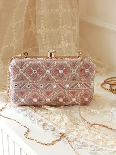 Image of THE TAN CLAN Ariba Box Clutch Purses Luxury Handbags Bag for Women - Elegant Evening Handbag, Stylish Purse with Magnetic Closure