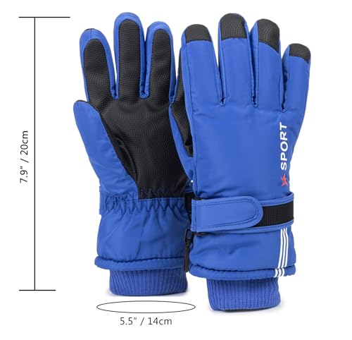 Image of Kids Ski Gloves Winter Warm Glove Outdoor Thermal Snow Finger Mittens for Boys Girls 5-10 Years