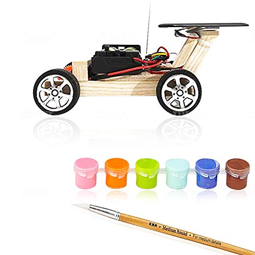 STEM Toys for Boys and Girls DIY Remote Control Car Building Kit For Kids 5 6 7 8 9 10 Years Old Solar Powered Wooden RC Racing Car Robotic Engineering Green Energy Science Toy Plus Paint Set Included