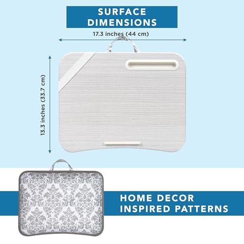 Image of LAPGEAR Designer Lap Desk 2-Pack with Storage Basket, Phone Slot & Device Ledge - Gray Damask - Fits Laptops up to 15.6 inch - Style No. 70424