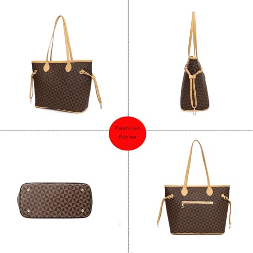 Bolso Tote de Mujer en Cuero PU Marrón 2 pcs con Monederos miniatura 4