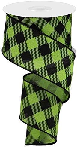 斜め格子縞チェックワイヤーエッジリボン - 10ヤード 2.5" RGA127133