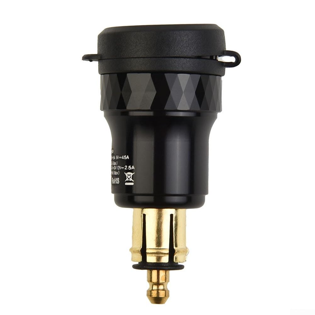 Yhenlovtt Adaptador de cargador dual USB de motocicleta para BMW, enchufe DIN impermeable de 4,2 A, puerto de alimentación de aleación de aluminio CNC para F800/F650/F700/R1200GS/R1200RT, negro