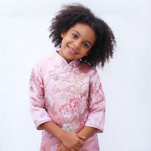Vestido chino para niña Peony Rose Qipao rosa talla 16 miniatura 5