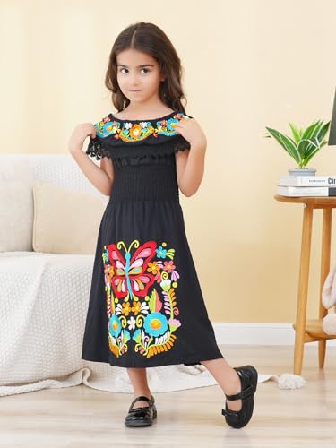 Image of Mexican Dress for Girls Traditional Vestidos Mexicanos Cinco de Mayo Embroidered Dresser Toddler Kids