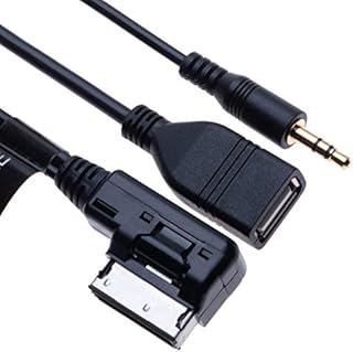 AMI MDI to AUX 3.5mm to USB Music Media Interface Cable Adapter | Compatible with Audi A6L Q5 Q7 A8 S5 A5 A4L A3 VW Volkswagen Tiguan GTI CC Skoda Fabia Octavia vehicle radio | 0.4m