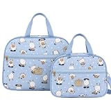 Kit Bolsa Maternidade 2 Pecas Mala e Frasqueira Estampa Dinossauro Premium Impermeavel Divisorias Alca Ajustavel Enxoval de Bebe Luxo Resistente Versatil para Viagens e Passeios (Azul Claro)