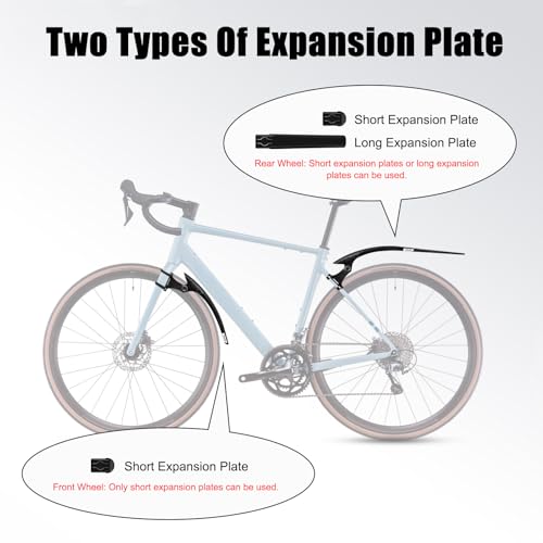 ENLEE Set de Guardafangos para Bicicleta 2 piezas, Delantero y Trasero, Reflectante, para Bicicleta de Carretera, Gravel y Plegable, Ligero e Impermeable, Color Negro, Para Neumáticos de 23-35mm miniatura 4