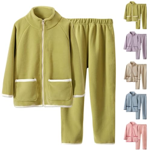 Boys Girls 2-Piece Fleece Sweatshirt pants Set Outfits Kids Full Zip Warm Soft Fuzzy Sweater Sweatpants Fall Winter