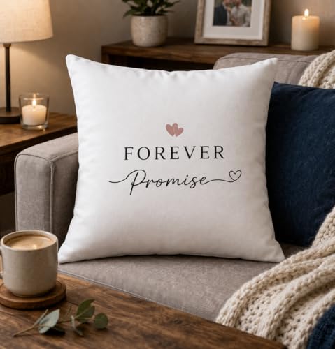 Image of Premium Throw Pillow Cushion | Promise Day Love Gift for Couples | Romantic Cushion for Wife & Husband | Valentine Week Special | 16x16 inch with Premium Filler - Forever Promise