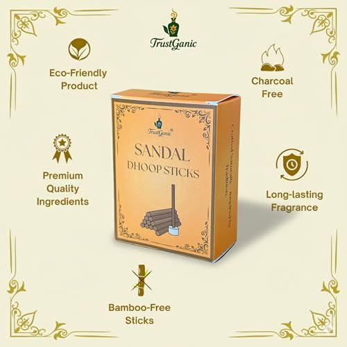 Image of Mysore Sandal Dhoop Sticks (35+ Sticks, 80g) | Authentic Sandalwood Fragrance | Pure Natural Long Lasting Incense for Meditation, Yoga, & Aromatherapy Home Fragrance