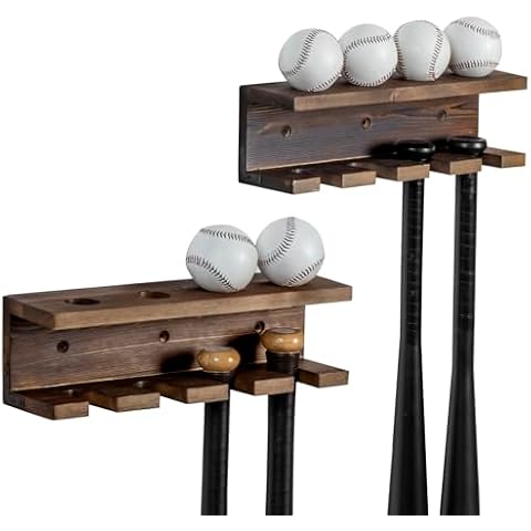 MyGift Burnt Wood Bat and Ball Holder Cover