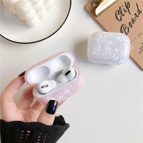 Image of for Cute Airpods Pro 3 Gen Case Girl Women 2025 with Cleaner Kit, Glitter Shell Pattern Apple iPod Pro 3rd Generation Protective Cover Skin with Pearl Shell Keychain, White