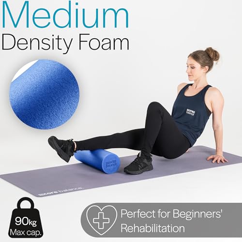 Core Balance Foam Roller Massager 45cm Long Medium Density EPE Muscle Massage (45cm - Blue) - Image 4