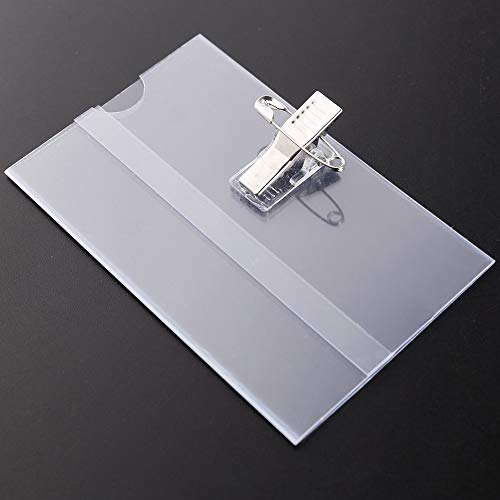 Porte-badge horizontal en plastique avec pince crocodile épingle lot de 50 pour entreprise