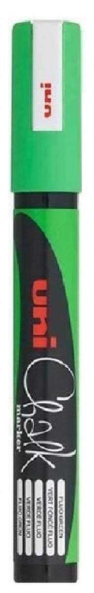 Uni Fluorescent Neon Green Bullet Tip Nib (1.8 - 2.5mm) Liquid Chalk Marker Pen Colour Whiteboard Blackboard Chalkboard Menu Glass Windows Wet Wipe Non Permanent (Pack Of 1) PWE-5M