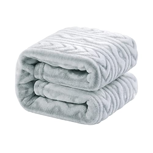 Image of NTBAY Plush Flannel Baby Blanket, Soft and Warm Toddler Blanket with Wave Pattern for Stroller, Crib, Travel, 30x40 Inches, Sliver Grey