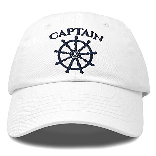DALIX Captain Hat Sailing Baseball Cap Navy Boating Men Women White