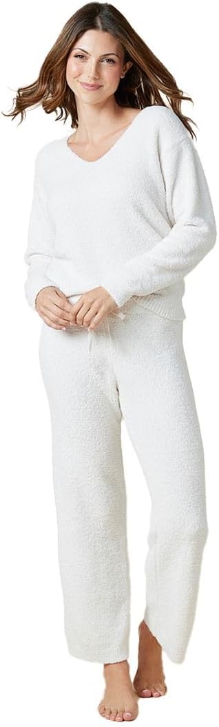 Softies Ultra-Soft Solid Marshmallow V-Neck Lounge Set for Women