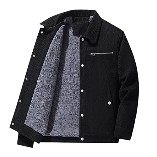 Veste en velours côtelé hommes militaire noir manteau polaire chaud hiver outillage casual l