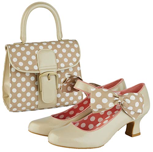 Chaussures à talon moyen Trixie beige et sac Riva aux finitions soignées pour femme