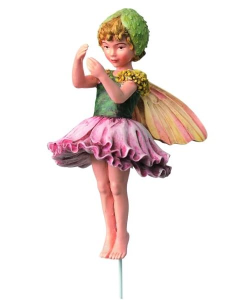 Flower Fairy Pflanzenstecker – Handbemalte Blumenelfe Dekofigur am Stab, Detailreiche Gartenfee aus Polyresin für Blumentöpfe & Gestecke (Mohnblüte 10 cm)
