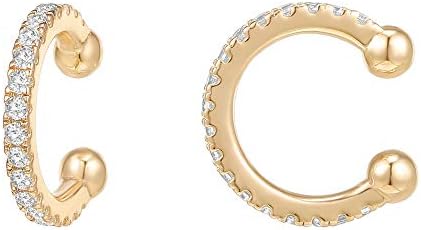 PAVOI 18K Gold VERMEIL 925 Sterling Silver Cubic Zirconia Sparkling Round Huggie Ear Cuff Earrings in Yellow Gold